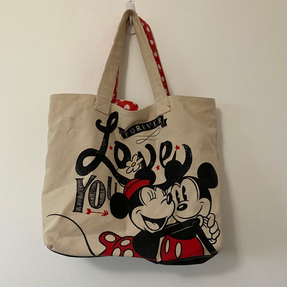 Mickey and Minnie low canvas tote